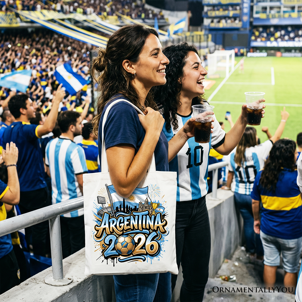Argentina 2026 Soccer Cup Global Championship Tote Bag, Fans Football Gift Shopper 8