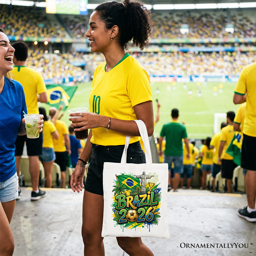 Brazil 2026 Soccer Cup Global Championship Tote Bag, Fans Football Gift Shopper 8