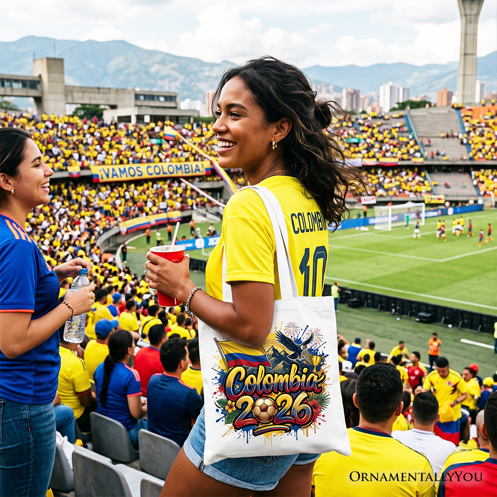 Colombia 2026 Soccer Cup Global Championship Tote Bag, Fans Football Gift Shopper 8