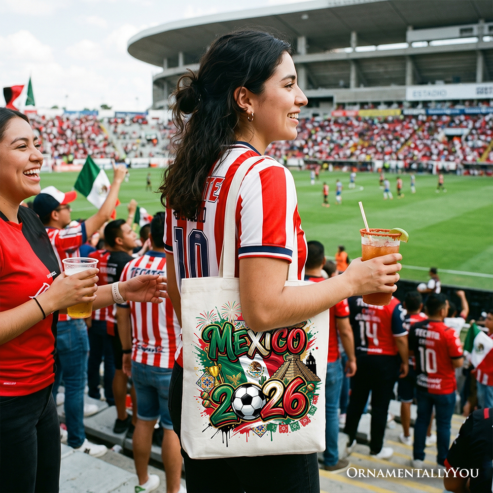 Mexico 2026 Soccer Cup Global Championship Tote Bag, Fans Football Gift Shopper 8