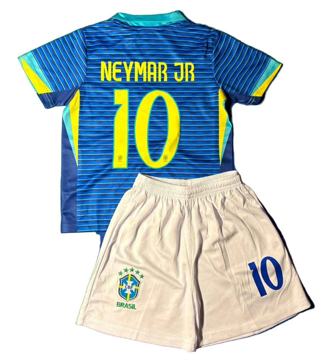 Neymar Jr Blue Brazil Away Jersey Kids Soccer Jersey Set Youth & Toddler Sizes 1