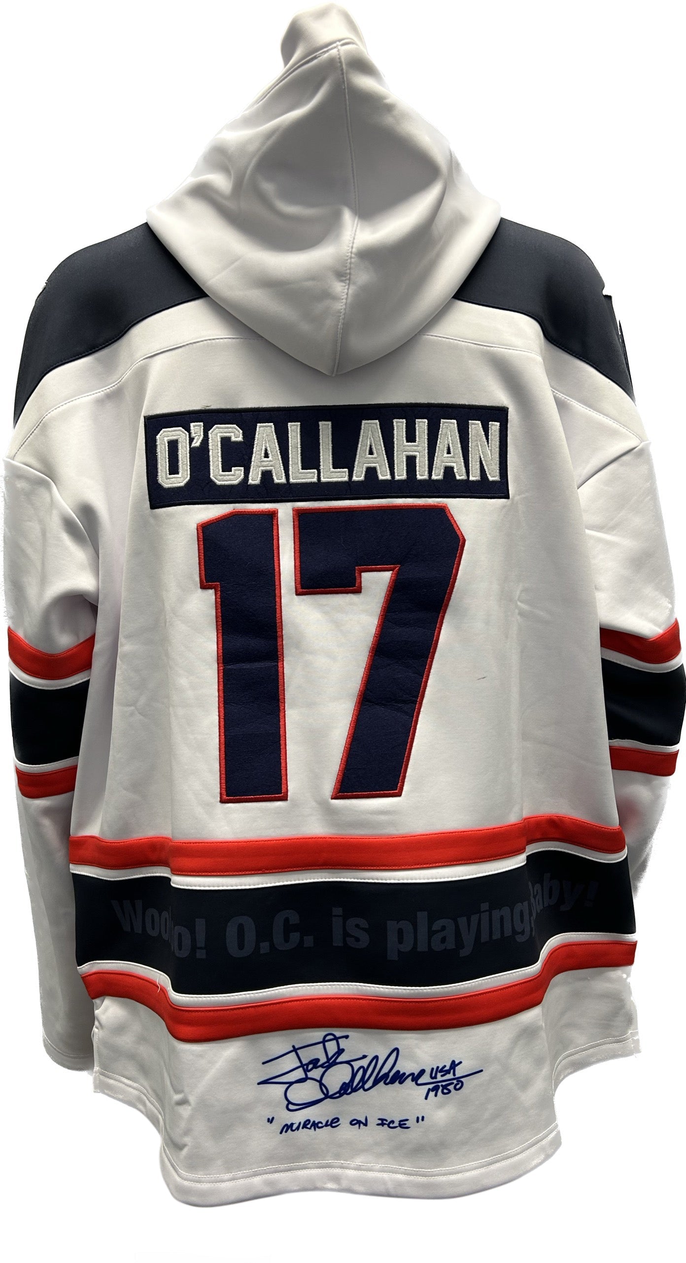 Jack O'Callahan USA Hockey Miracle on Ice 1980 Official Lace Hoodie- White 3