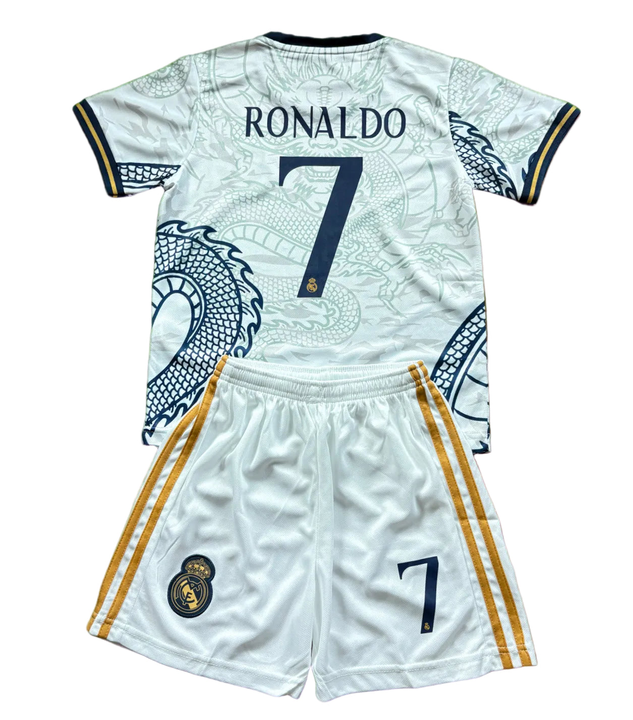 Ronaldo White Dragon Home Edition Kids Soccer Jersey Kit 1