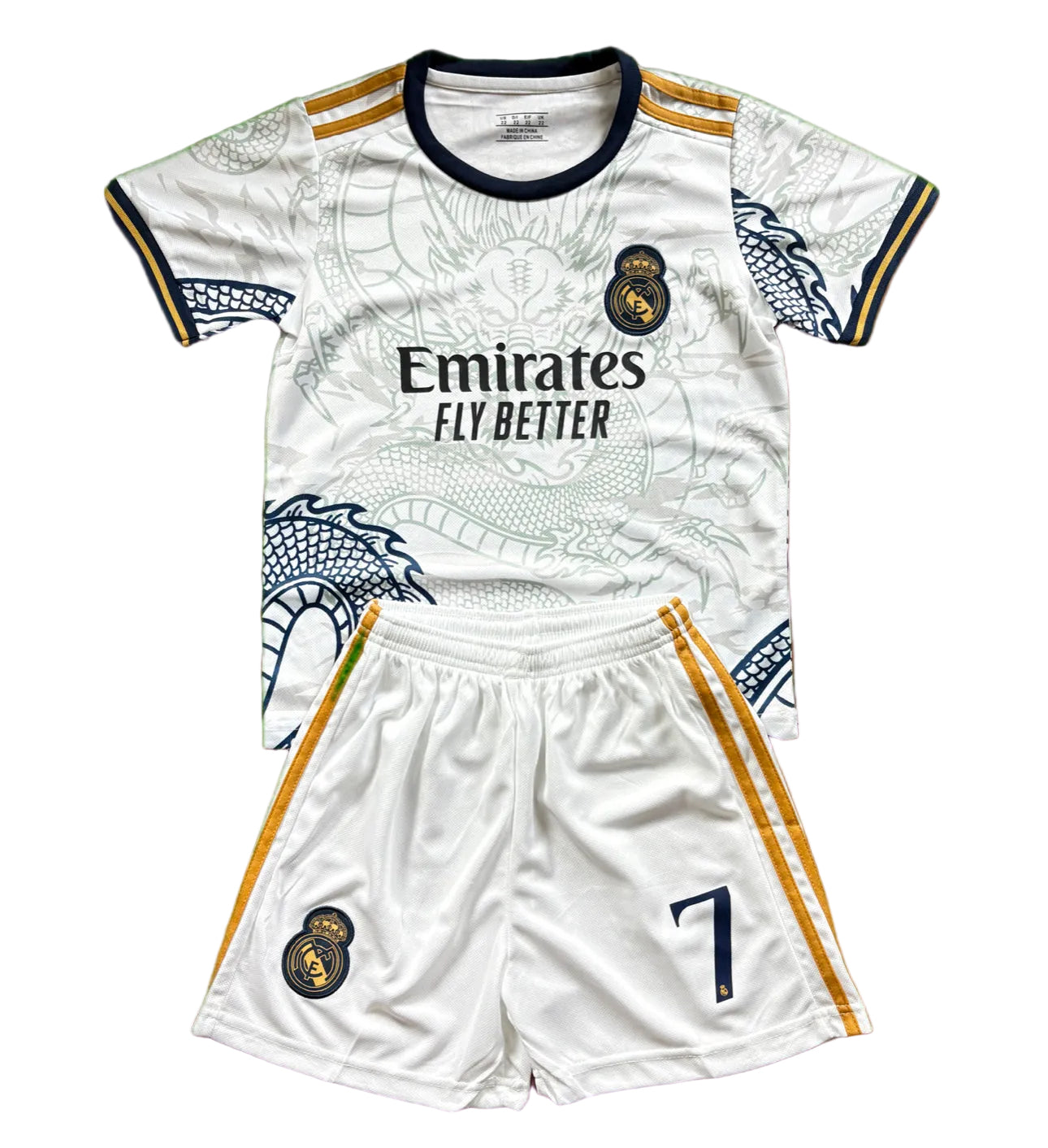 Ronaldo White Dragon Home Edition Kids Soccer Jersey Kit 2