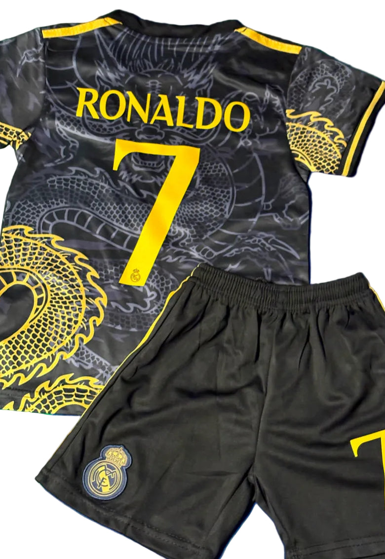Ronaldo 7 Dragon Edition Real Madrid Exclusive 3rd Soccer Jersey Toddler/Youth Kids Kit 3