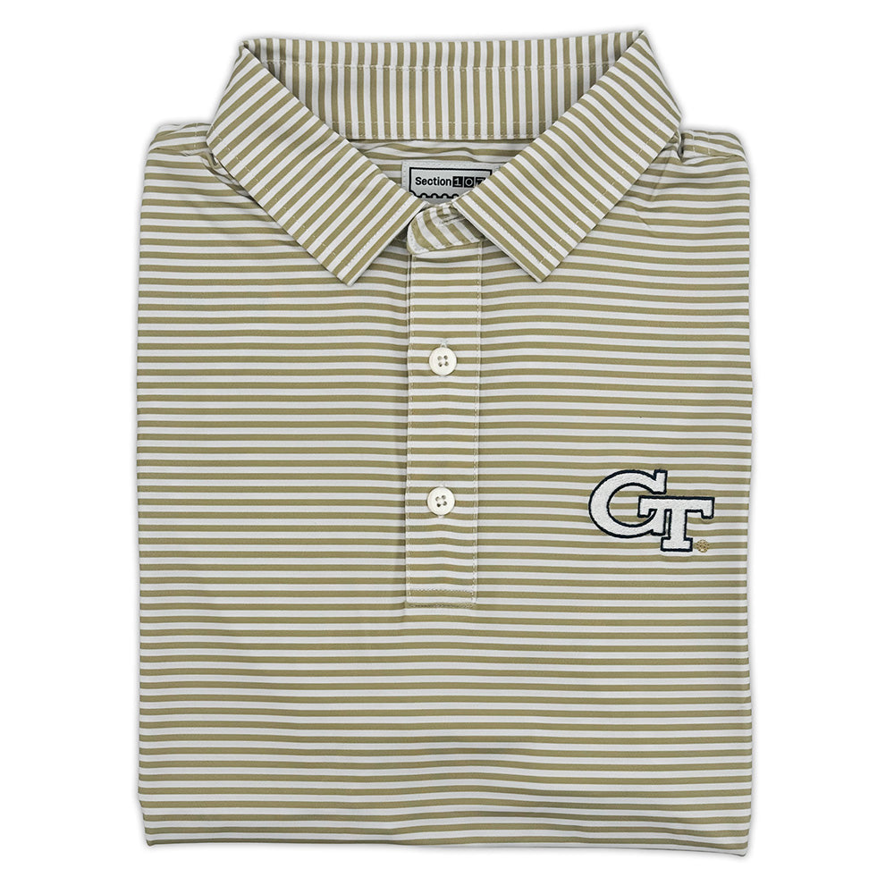 Georgia Tech Striped Performance Polo | Section 103