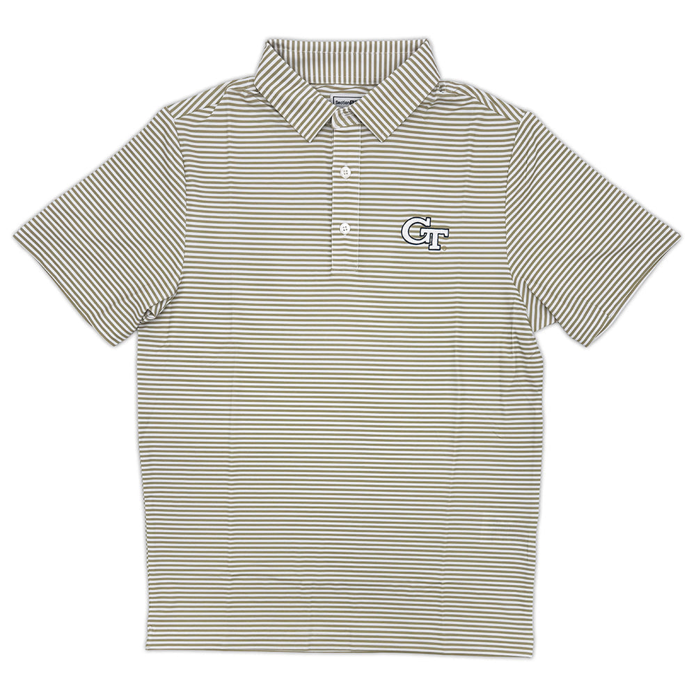 Georgia Tech Striped Performance Polo | Section 103