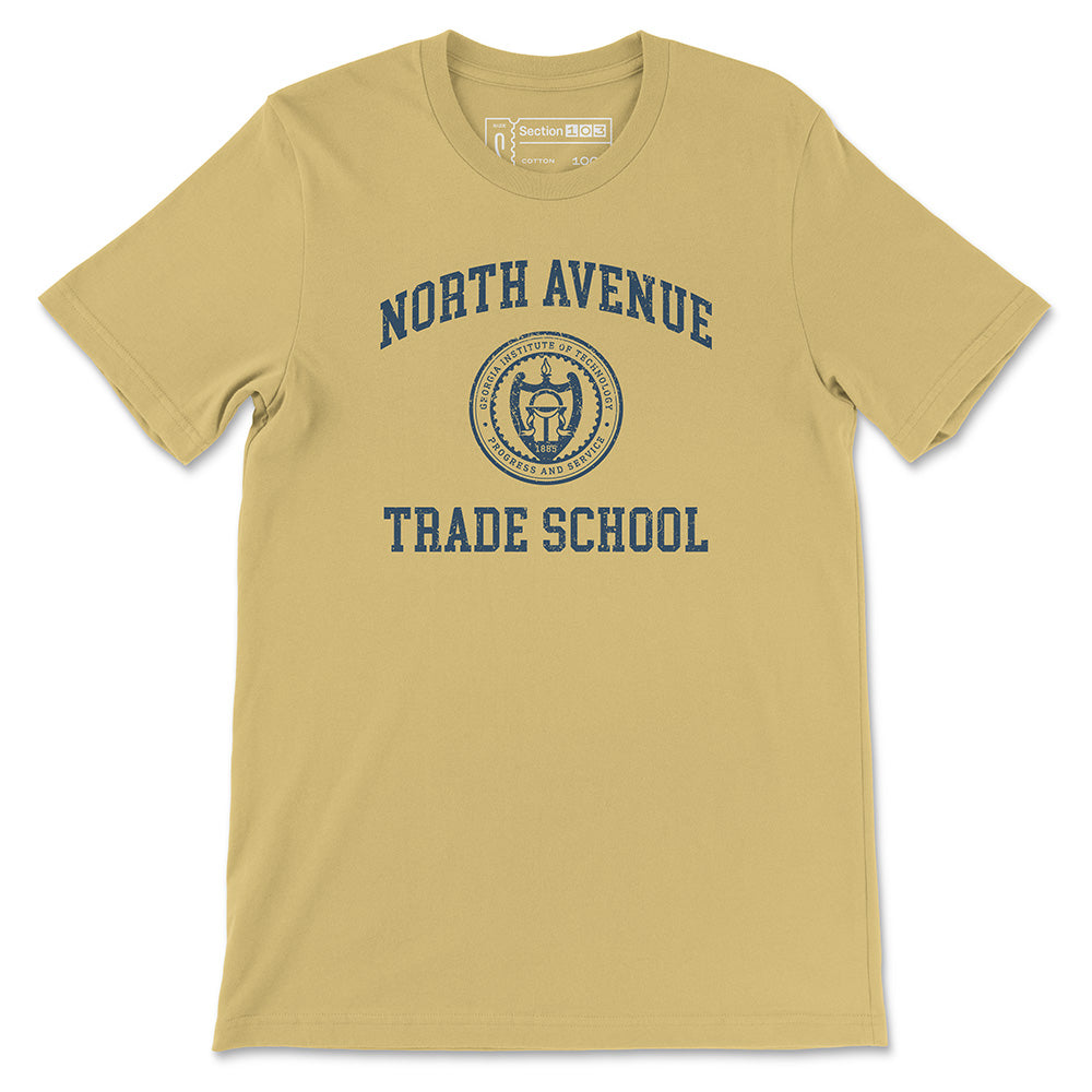 Georgia Tech North Avenue Trade School T-Shirt, Gold | Section 103