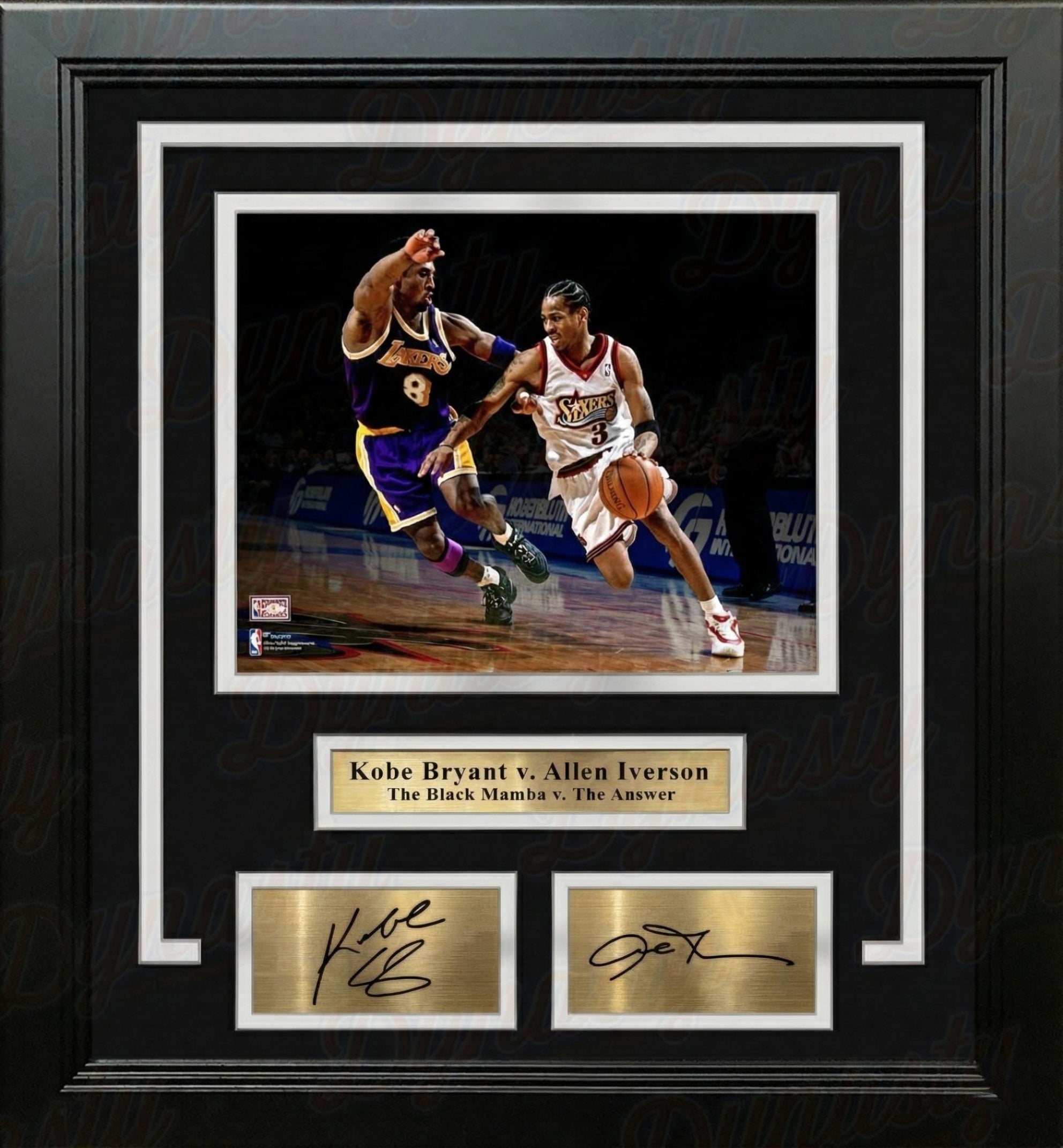 Kobe Bryant v. Allen Iverson 8" x 10" Framed Basketball Legends Photo with Engraved Autographs 1