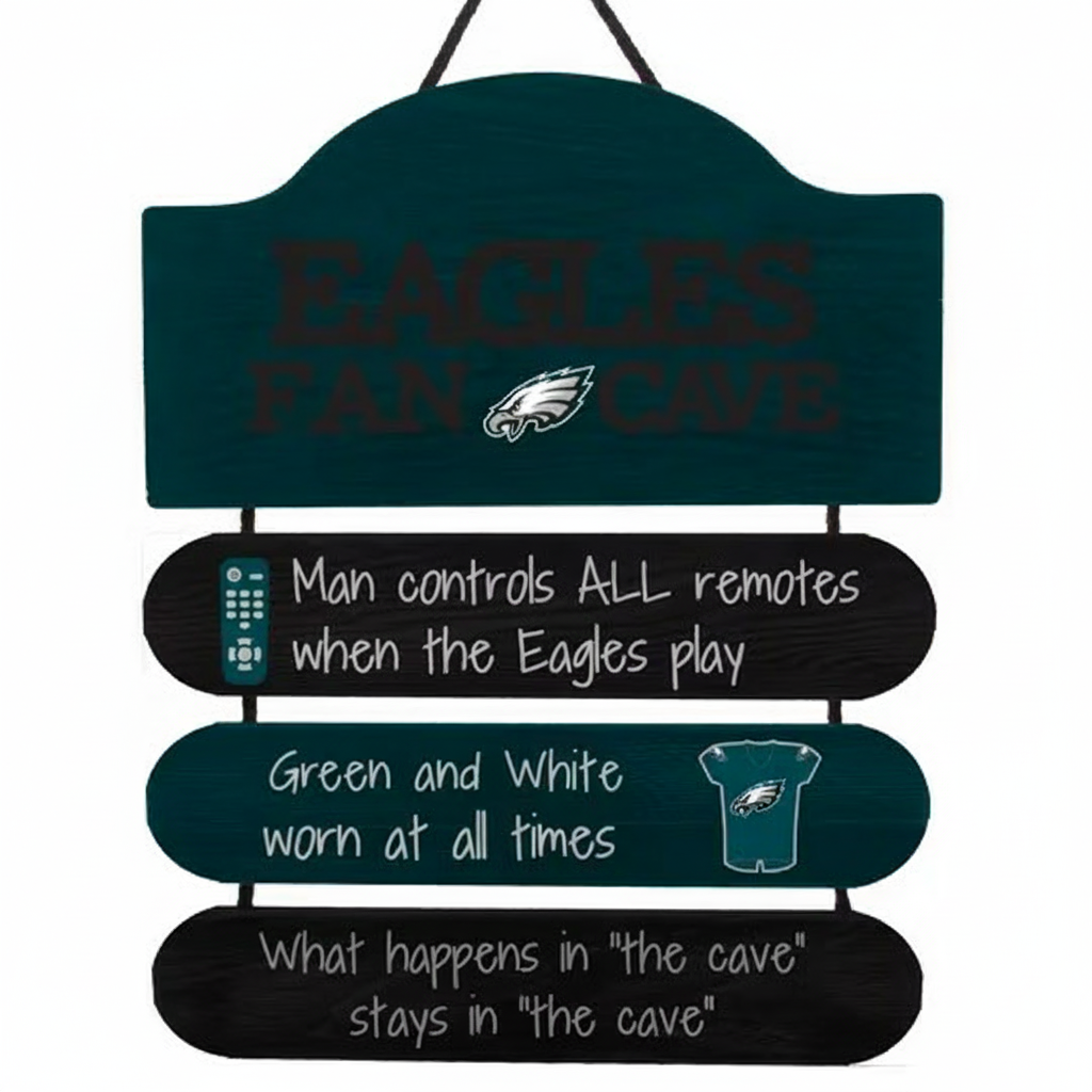 Philadelphia Eagles Wooden Fan Cave Dangle Sign 1
