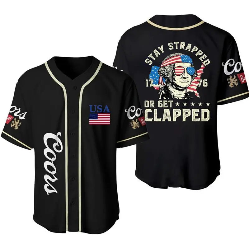 George Washington 1776 Baseball Jersey – 4th of July Coors Beer USA Flag Party Shirt 5
