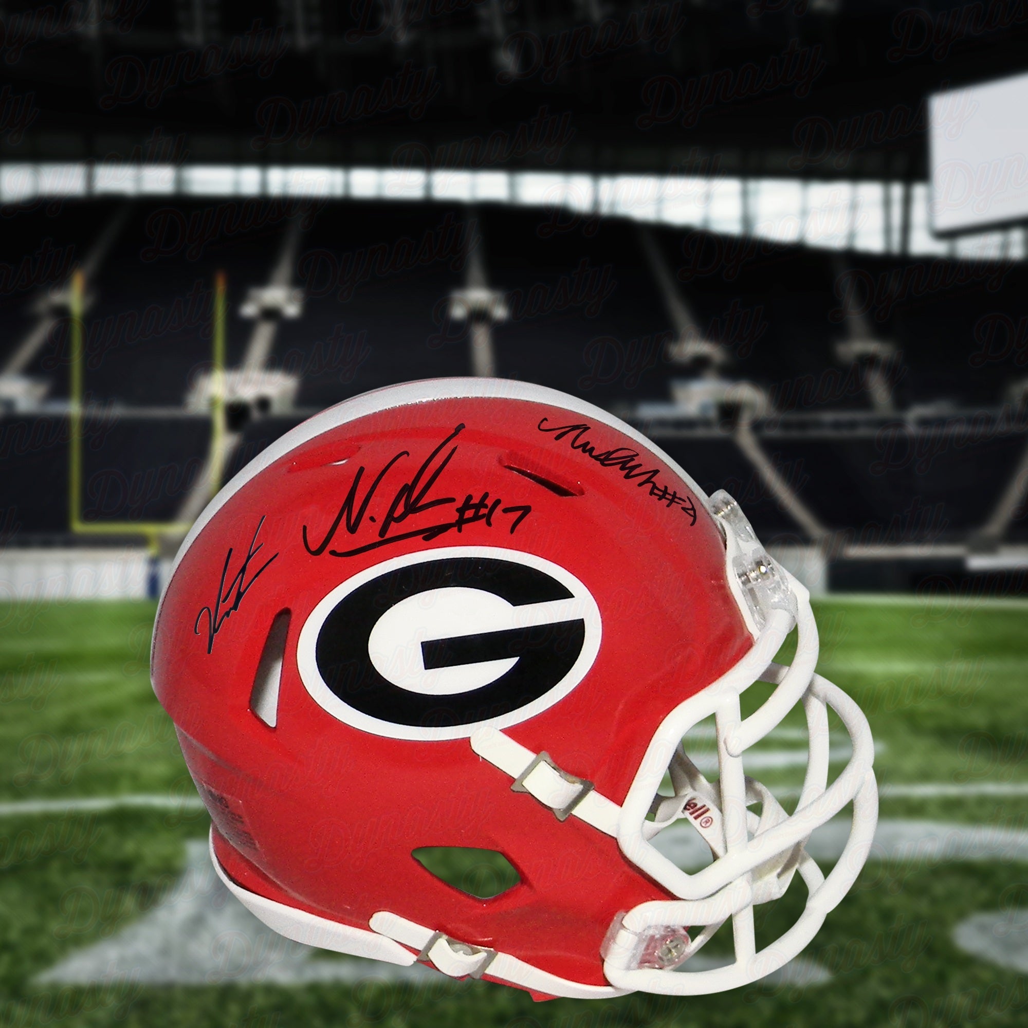 Jalen Carter, Nolan Smith & Nakobe Dean Georgia Bulldogs Autographed National Champions Mini-Helmet 1
