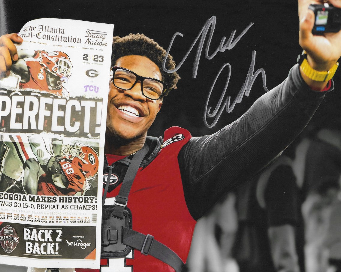 Nolan Smith Georgia Bulldogs 2021 National Championship Autographed 8" x 10" Football Photo 1