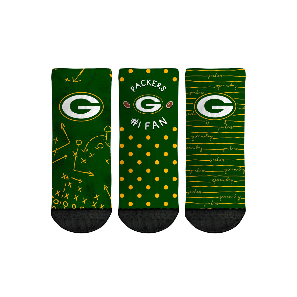 Green Bay Packers - Number 1 Fan 3-Pack (Toddler) | Rock 'Em Socks 1