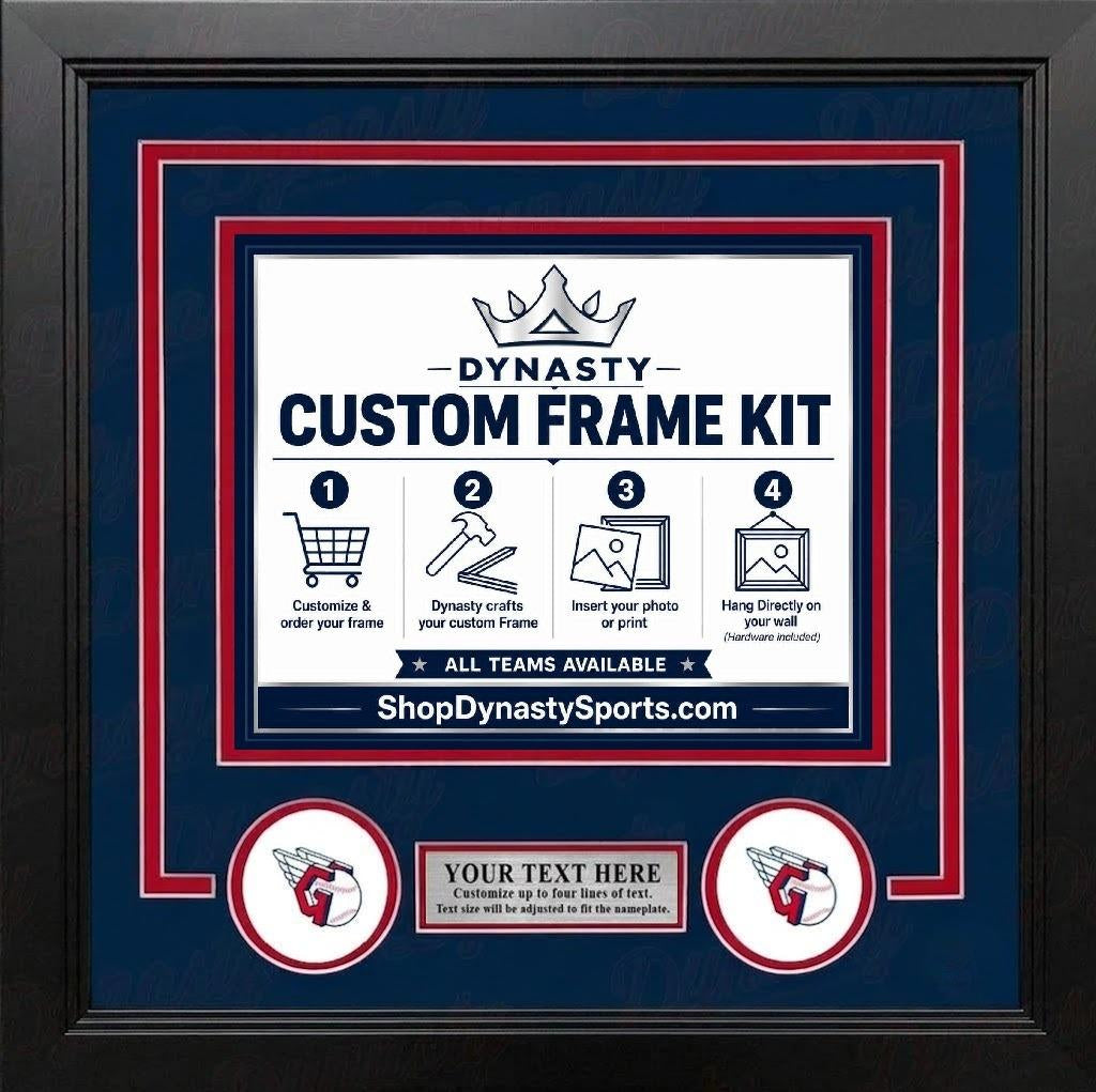 MLB Baseball Photo Picture Frame Kit - Cleveland Indians (Navy Matting, Red Trim) 65