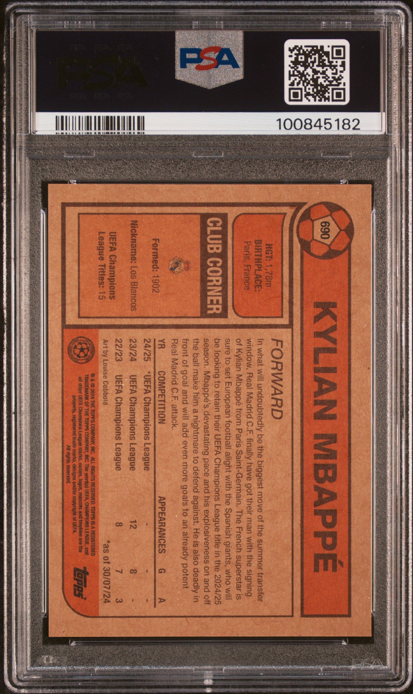 Graded 2024 Topps Living UCL Kylian Mbappe #690 Soccer Card PSA 10 Gem Mint 2