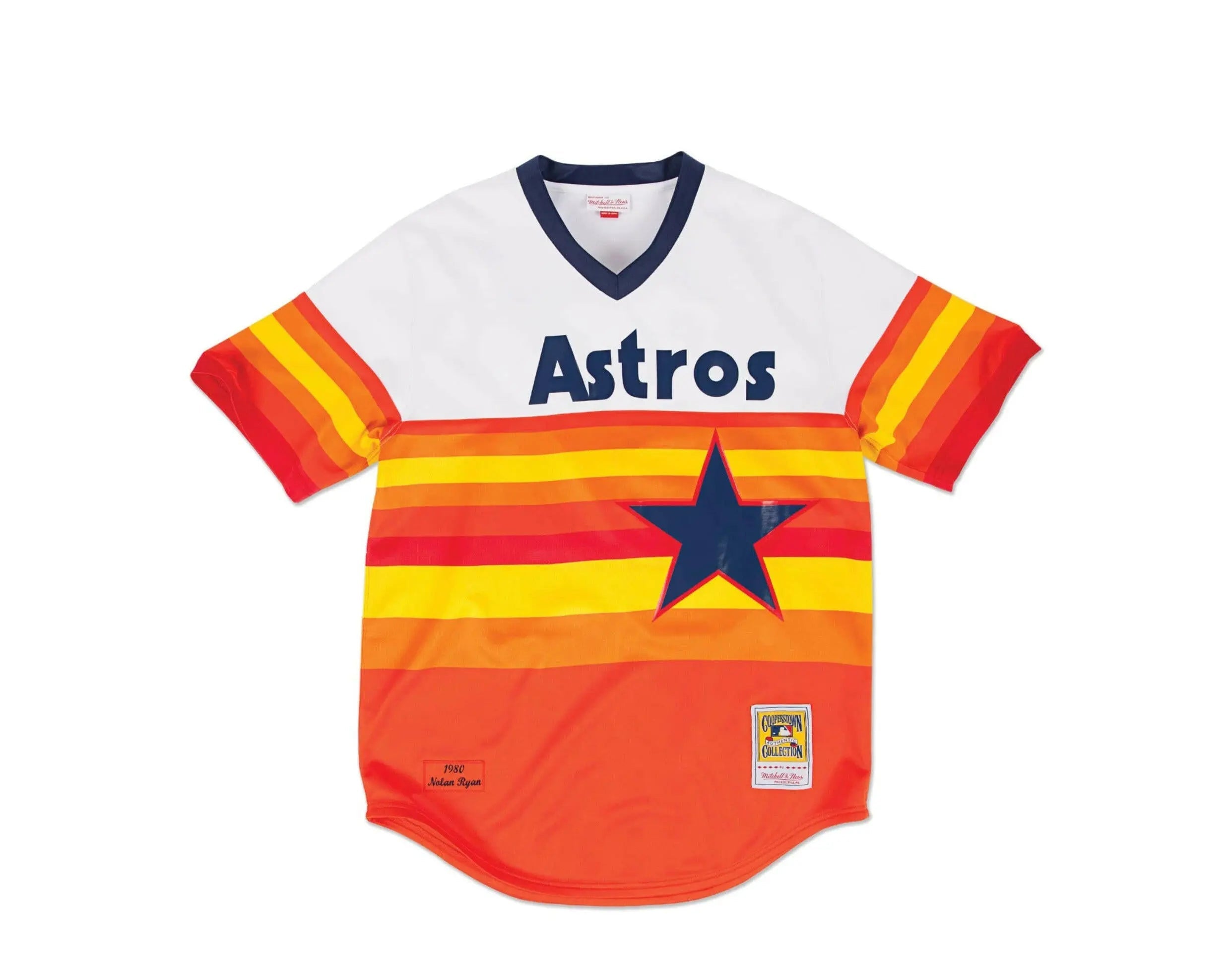 Mitchell & Ness Authentic Houston Astros Home 1980 Nolan Ryan Men Jersey White/Orange/Navy 1