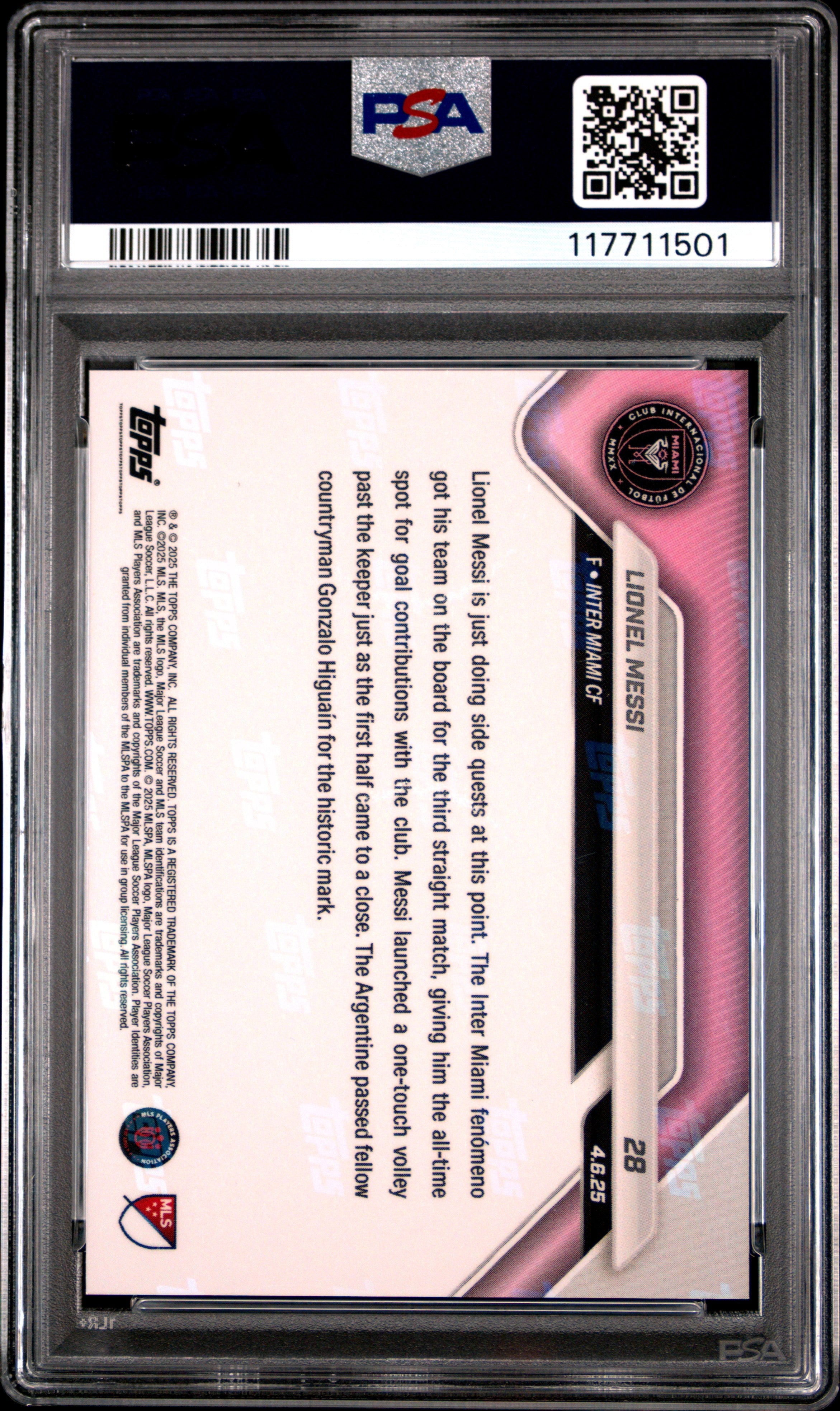 Graded 2025 Topps Now MLS Lionel Messi #28 Soccer Card PSA 9 Mint 2