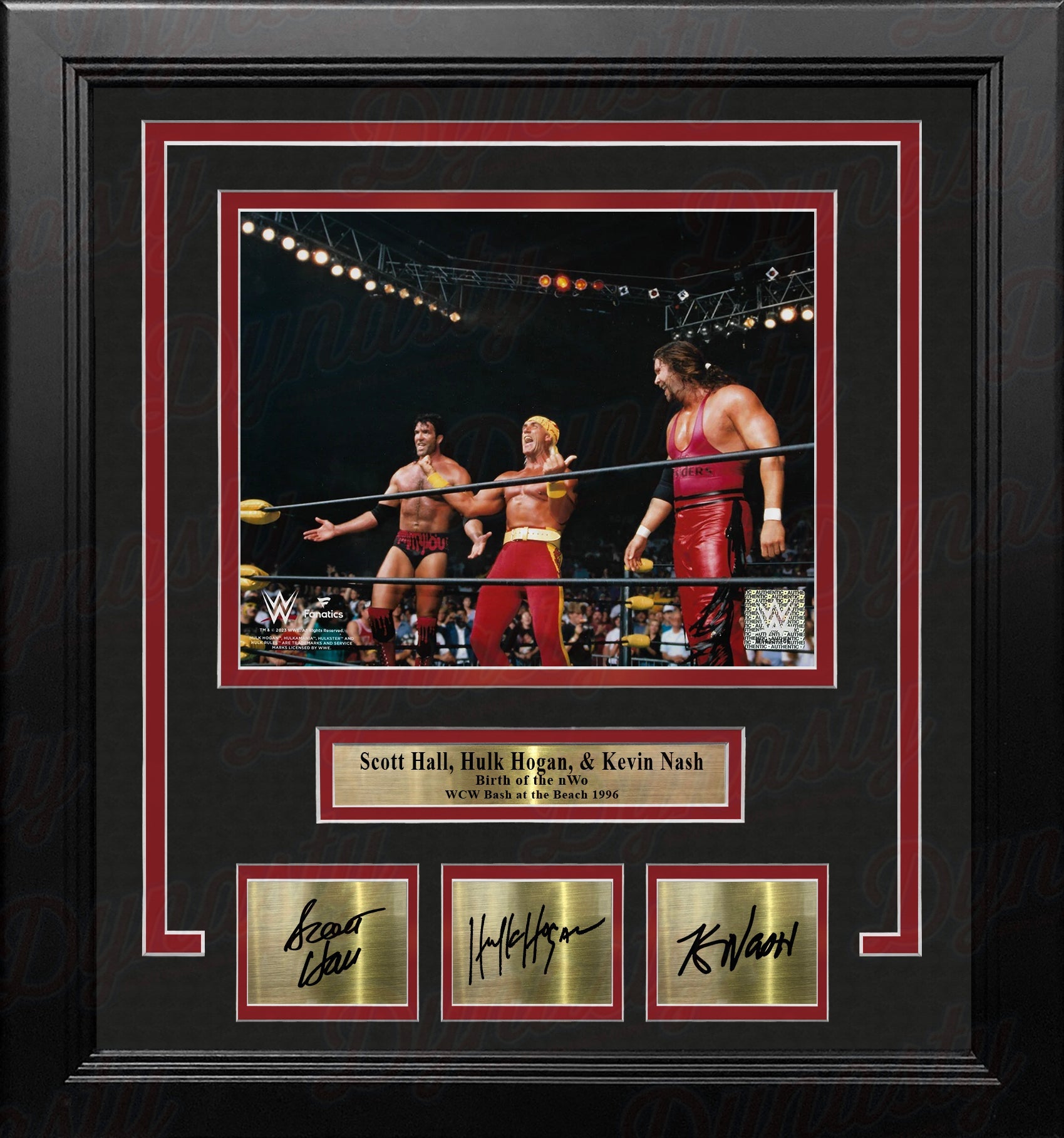 Scott Hall, Hulk Hogan, Kevin Nash Form the nWo 8x10 Framed Wrestling Photo with Engraved Autographs 2
