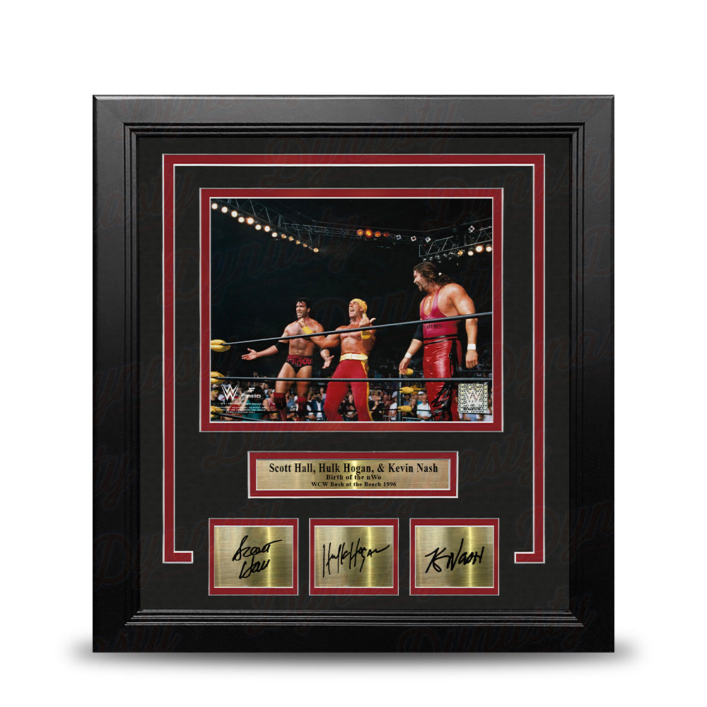 Scott Hall, Hulk Hogan, Kevin Nash Form the nWo 8x10 Framed Wrestling Photo with Engraved Autographs 1