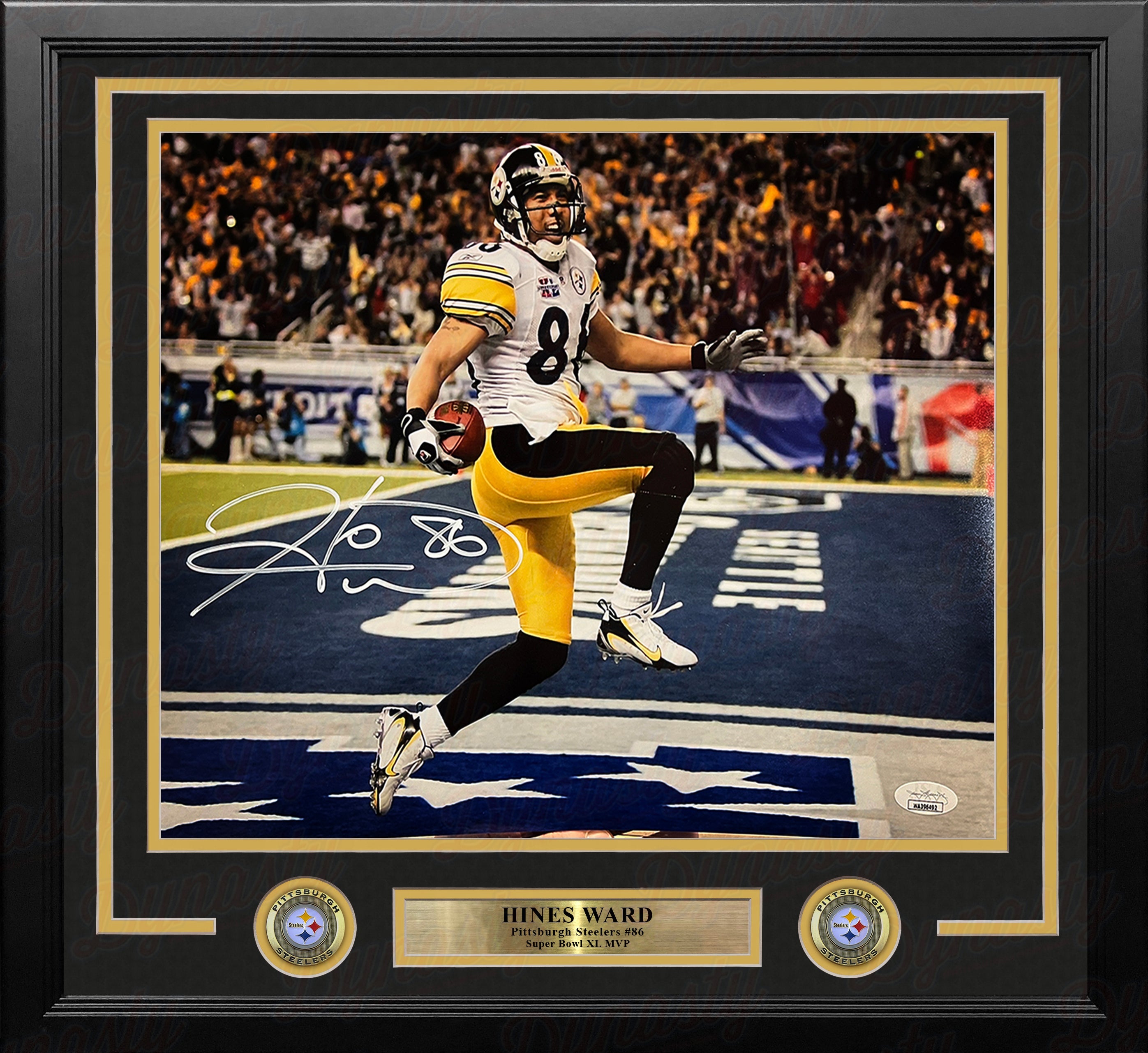 Hines Ward Super Bowl Touchdown Pittsburgh Steelers Autographed 11" x 14" Framed Football Photo 1