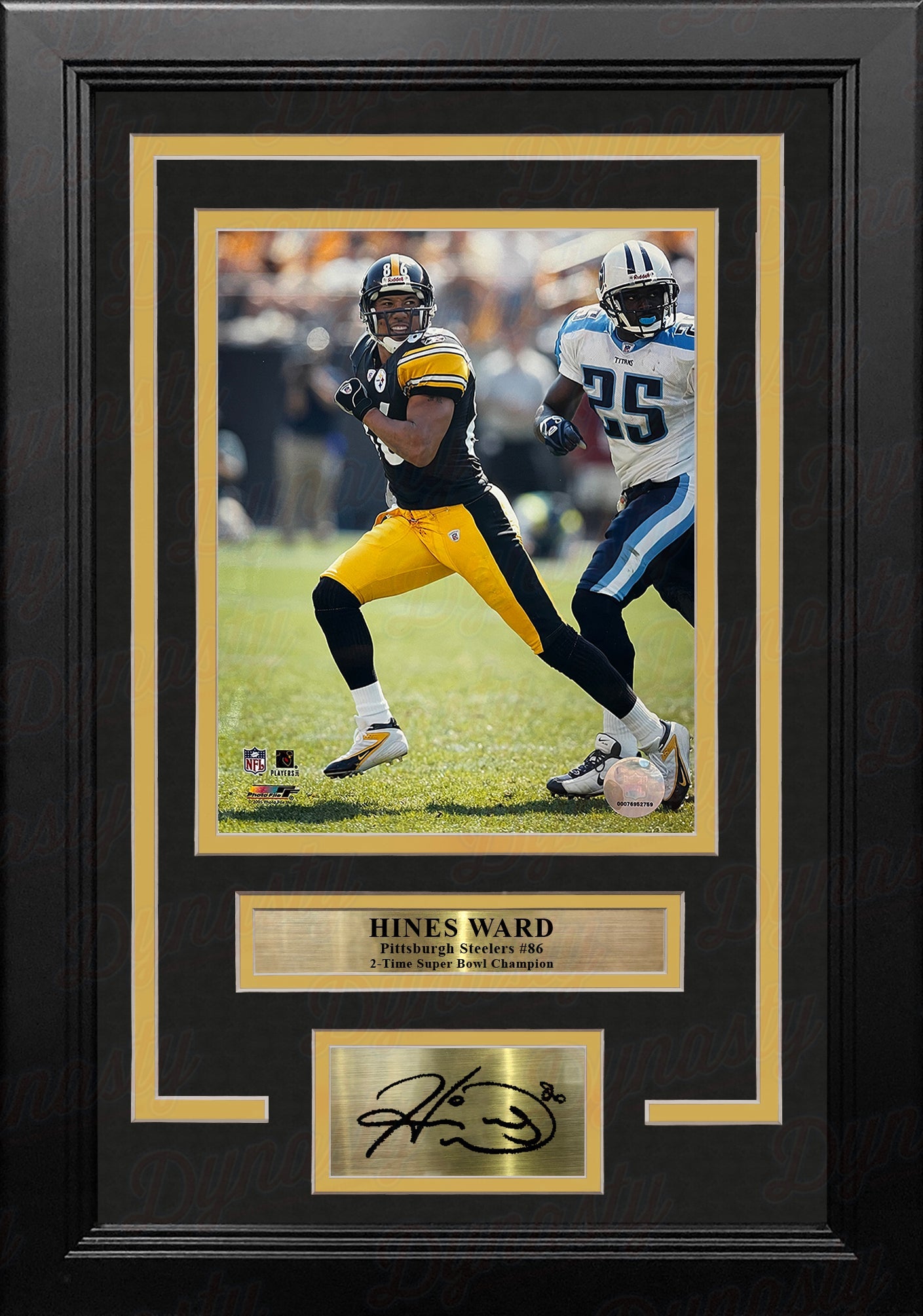 Hines Ward in Action Pittsburgh Steelers 8" x 10" Framed Football Photo with Engraved Autograph 1