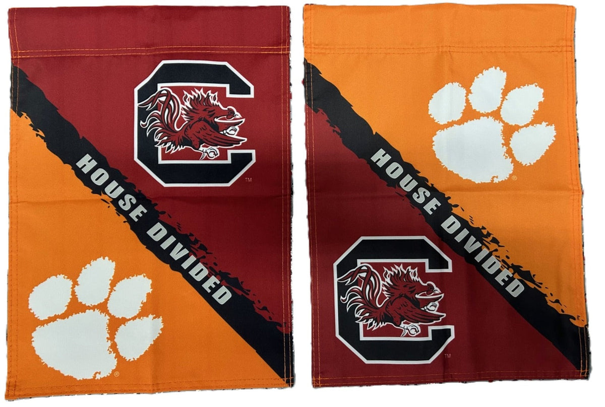 House Divided Garden Flag Clemson vs South Carolina 2 Sided Rivalry