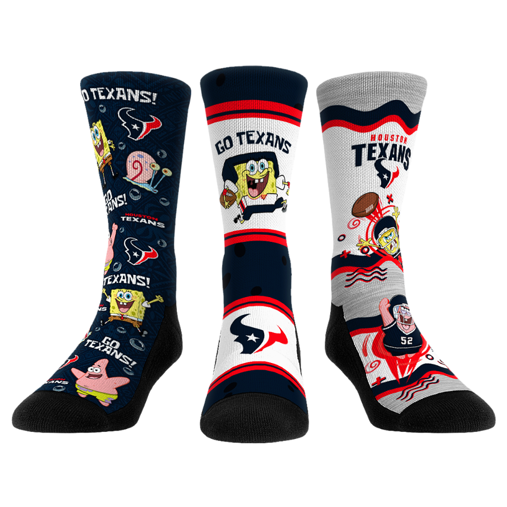 Houston Texans - SpongeBob SquarePants  - 3-Pack | Rock 'Em Socks