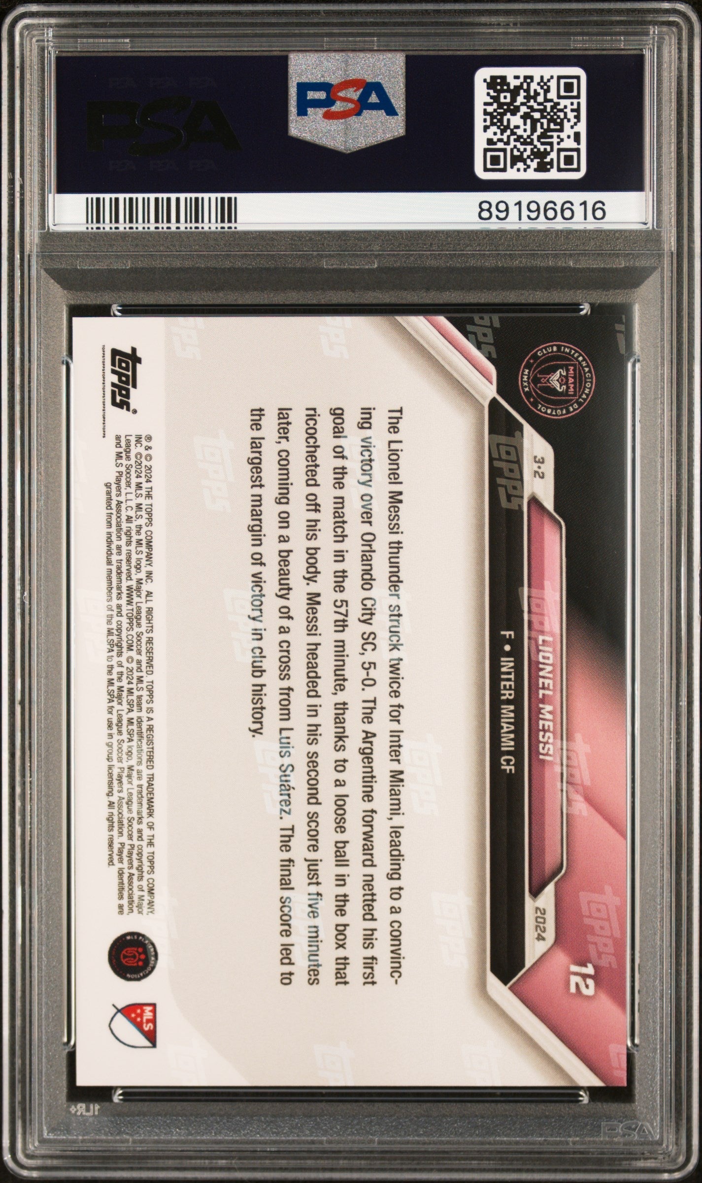 Graded 2024 Topps Now MLS Lionel Messi #12 Soccer Card PSA 10 Gem Mint 2