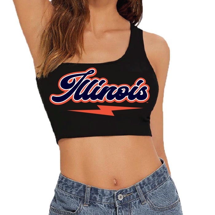 Illinois Fighting Illini Lightning One Shoulder Top | lojobands 3