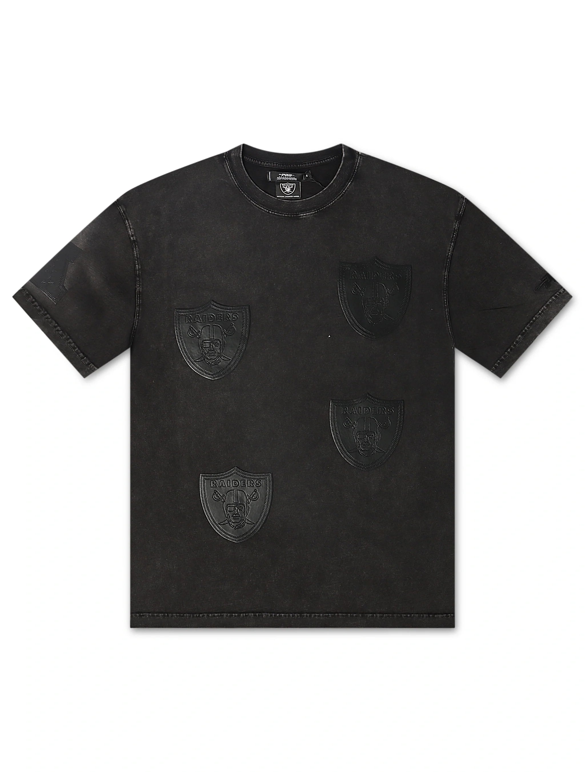 Pro Standard Raiders All-Over Logo Tee - Washed Black 1