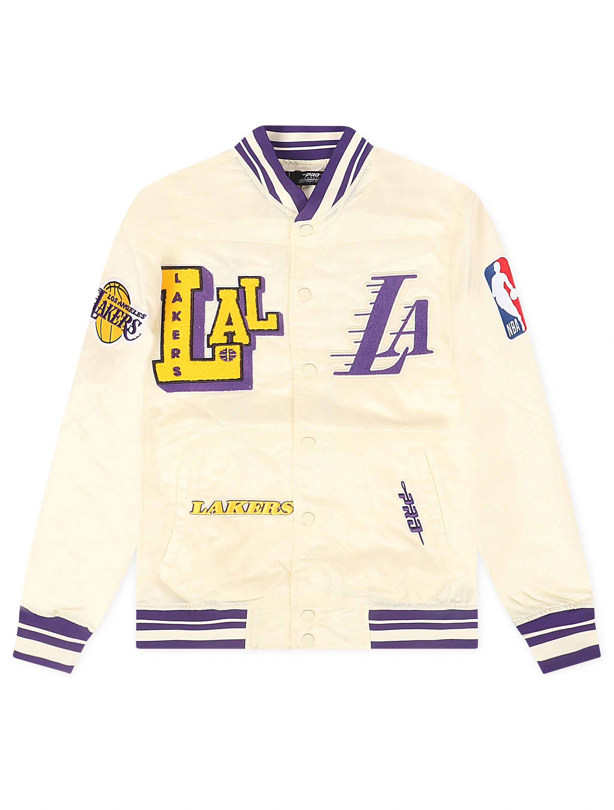 Pro Standard LA Lakers Rib Satin Jacket - Eggshell 1