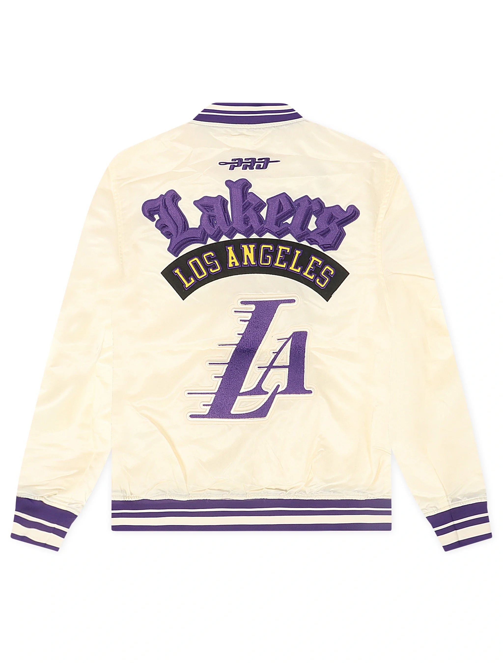 Pro Standard LA Lakers Rib Satin Jacket - Eggshell 2