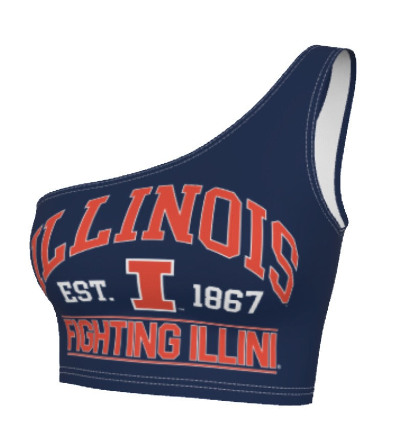 Illinois Fighting Illini Navy One Shoulder Top | lojobands 4