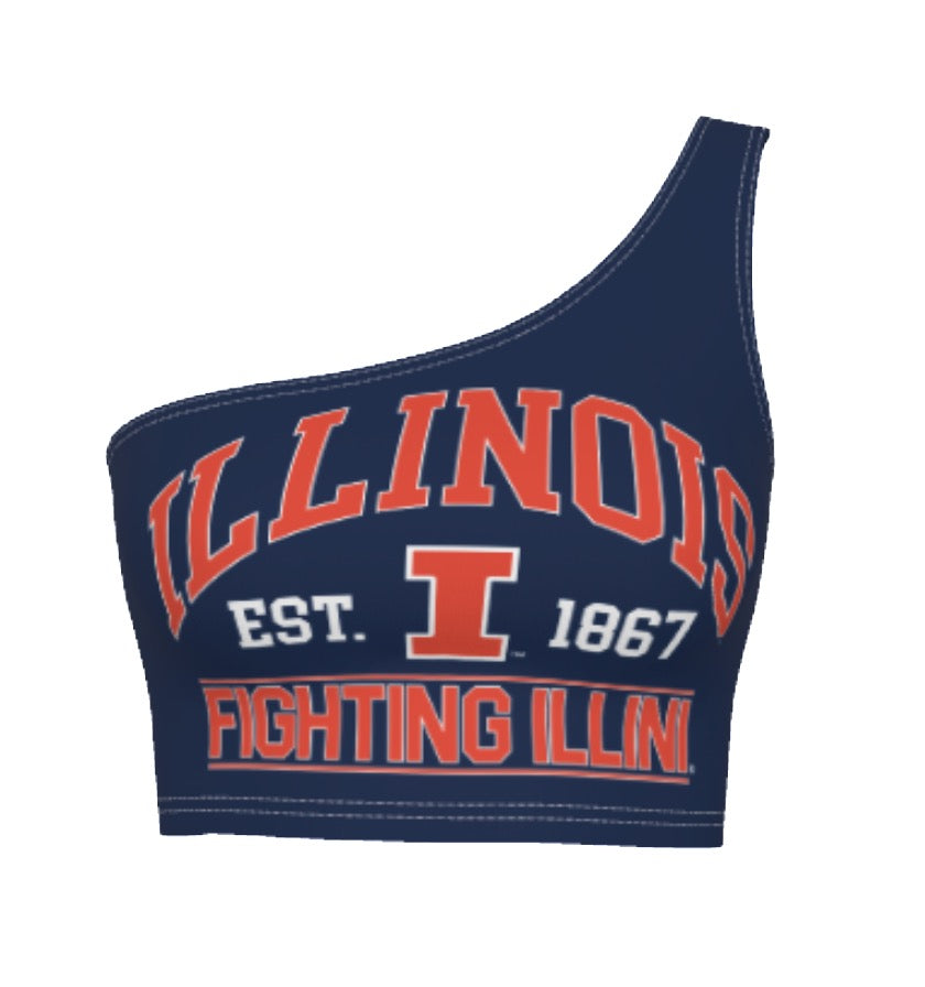 Illinois Fighting Illini Navy One Shoulder Top | lojobands 3