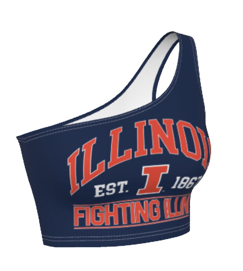 Illinois Fighting Illini Navy One Shoulder Top | lojobands 5