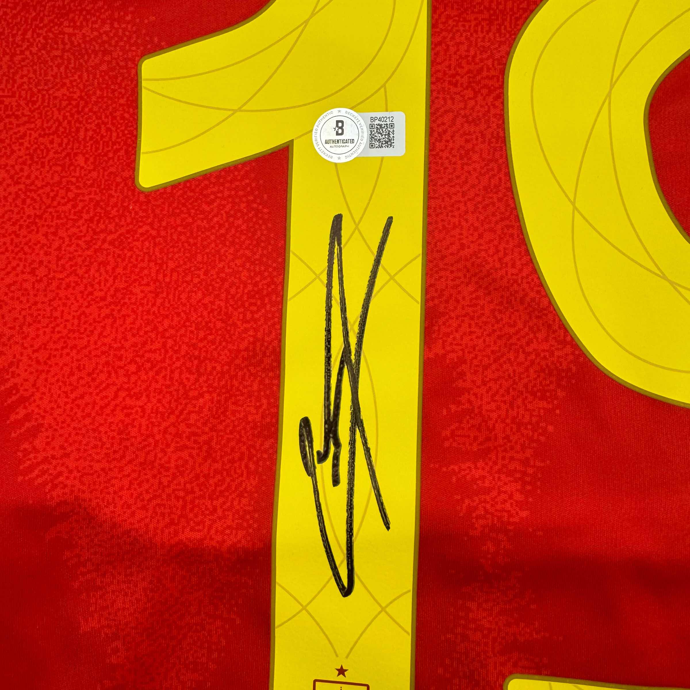 Autographed/Signed Lamine Yamal Spain Red World Cup Soccer Futbol Jersey Beckett BAS COA 3