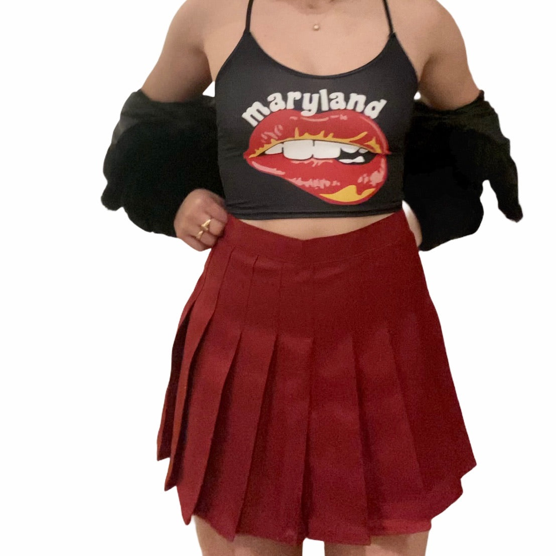 Maryland Terps Lips Black Spaghetti Tank | lojobands 15