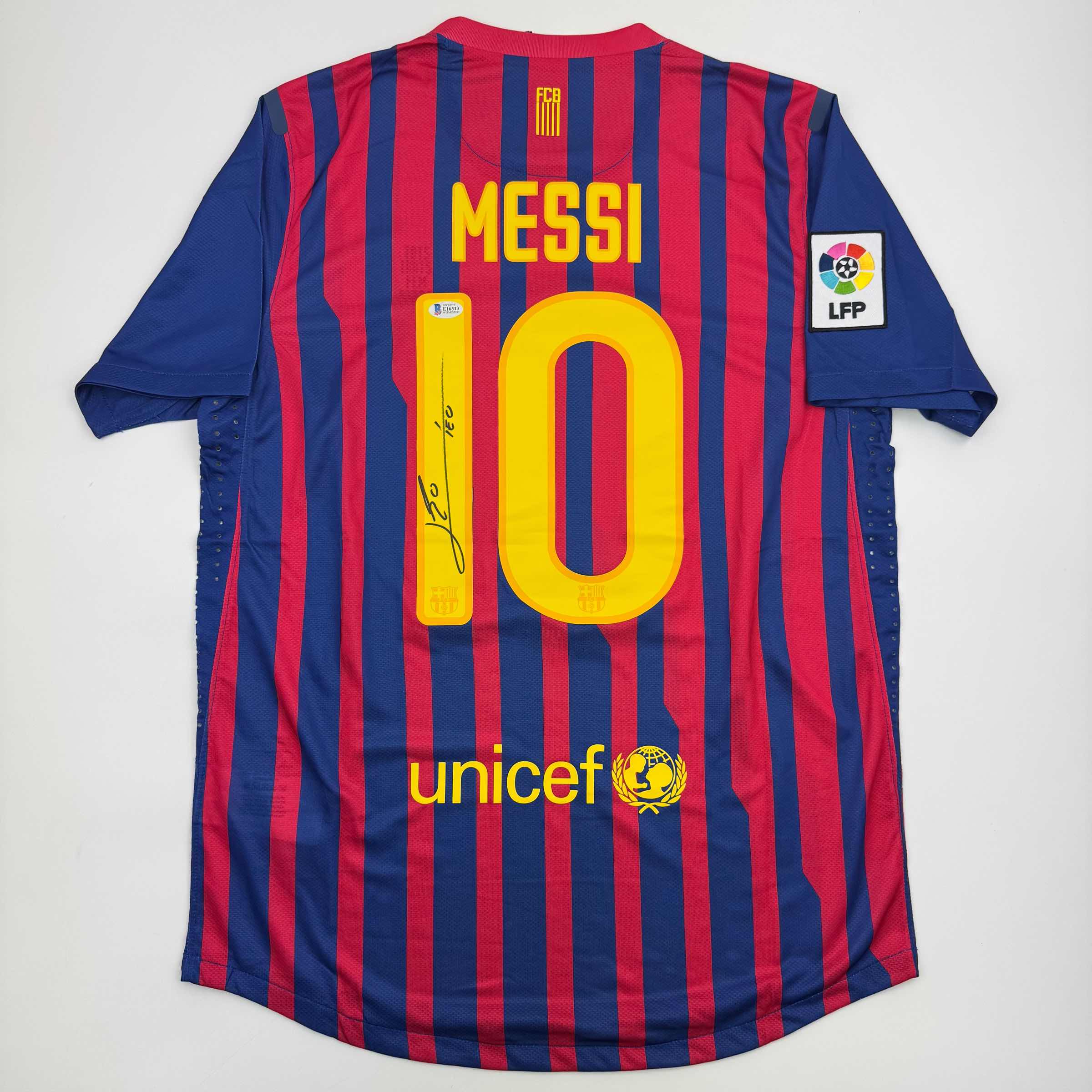 Autographed/Signed Lionel Leo Messi FC Barcelona Soccer Jersey Beckett BAS COA #2 1