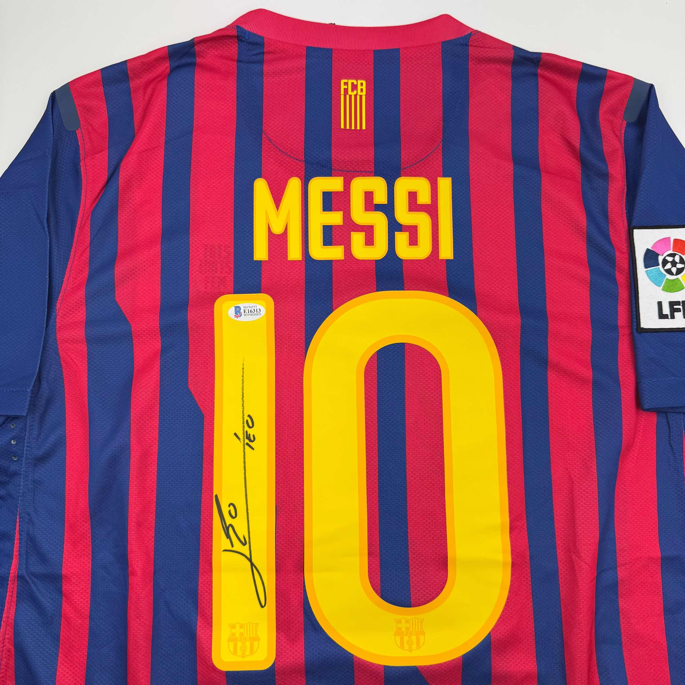 Autographed/Signed Lionel Leo Messi FC Barcelona Soccer Jersey Beckett BAS COA #2 2