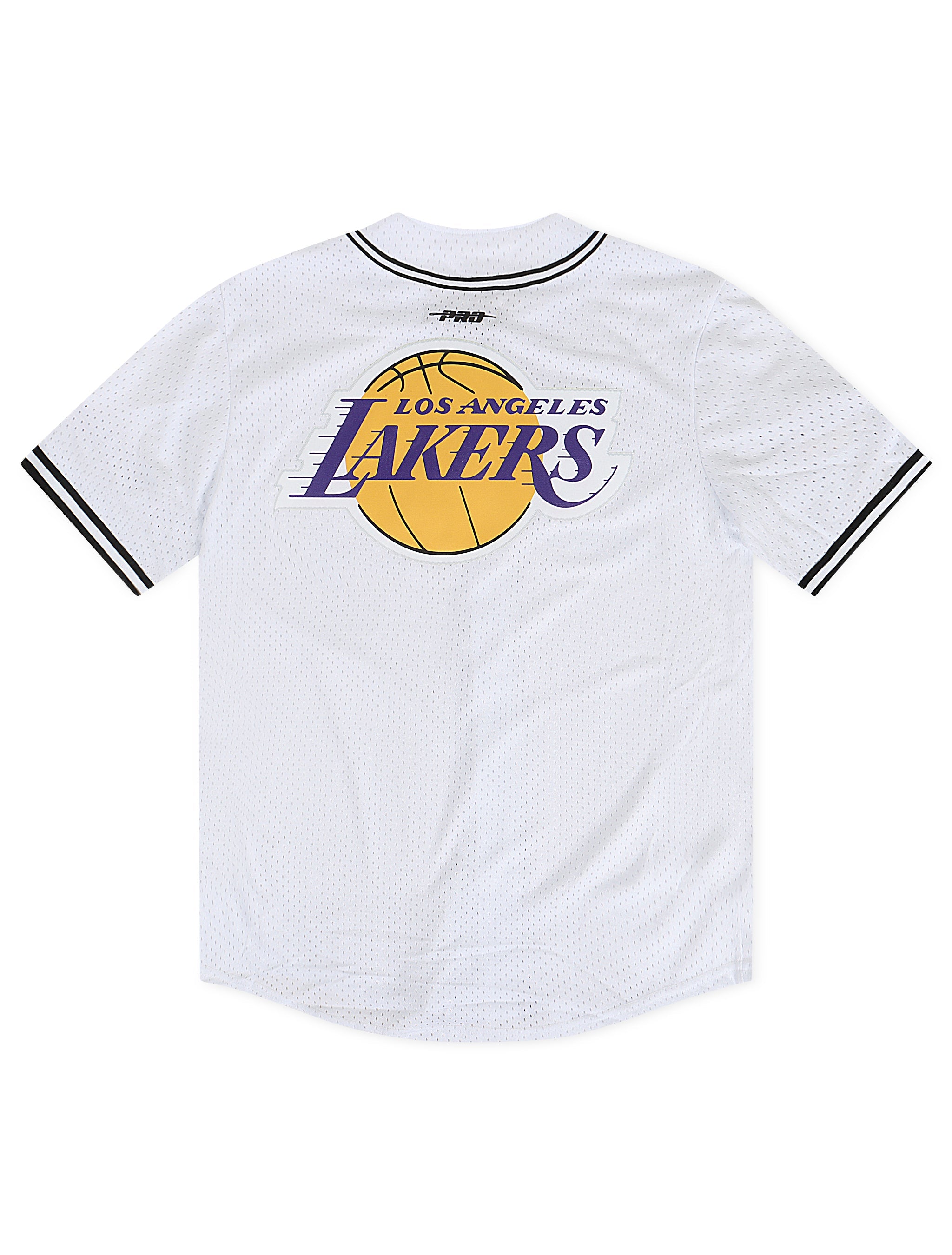 Pro Standard LA Lakers Script Tail Mesh Button Down Shirt - White/Black 2