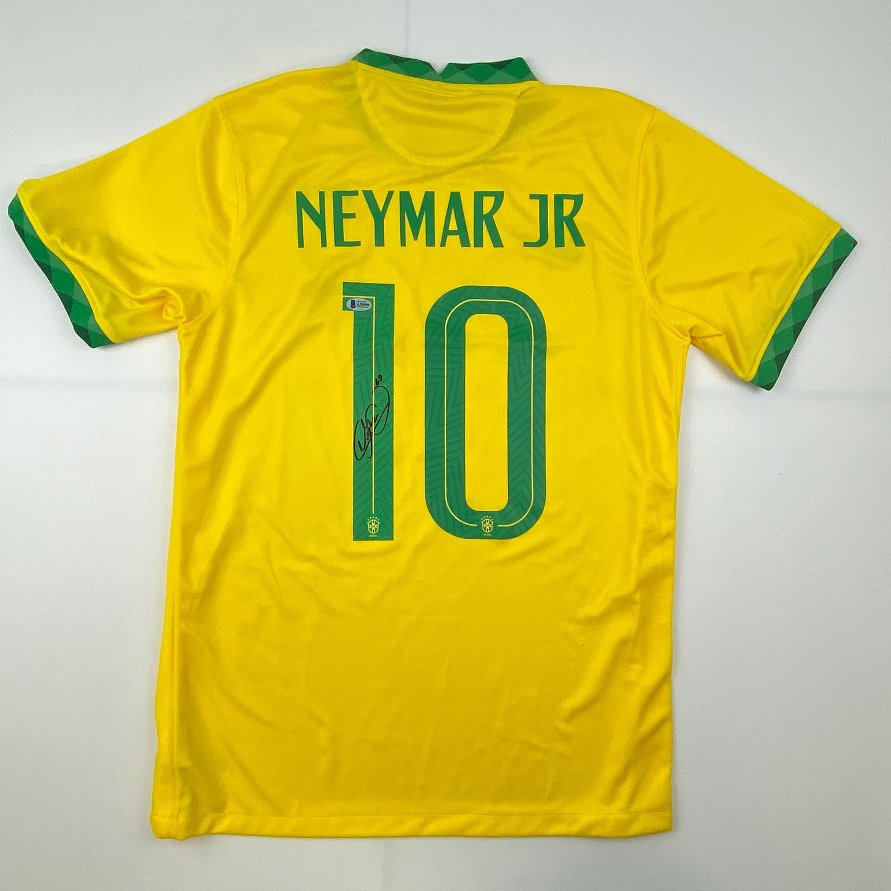 Autographed/Signed Neymar Jr. Brazil Soccer Futbol Jersey Beckett BAS COA/LOA 1