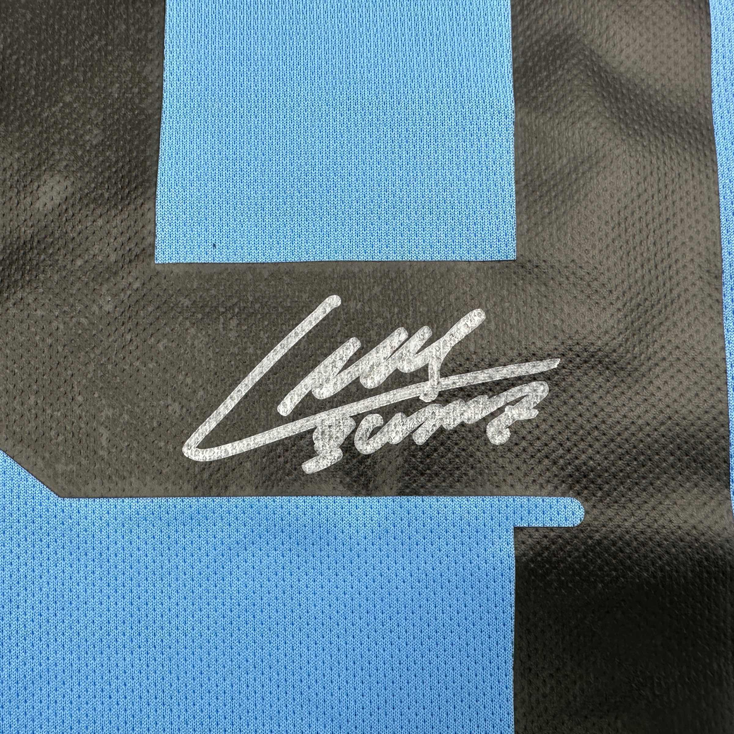 Autographed/Signed Luis Suarez Uruguay Blue World Cup Soccer Futbol Jersey Beckett BAS COA 3