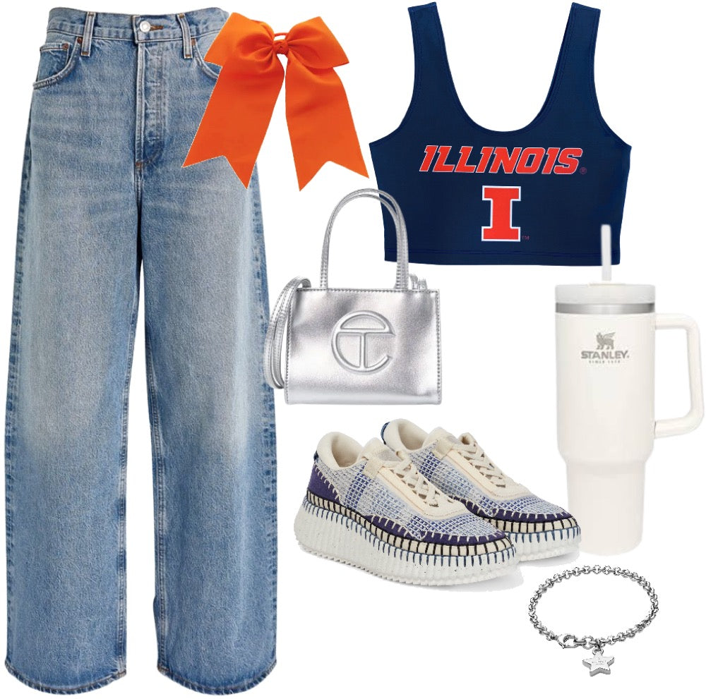 Illinois Fighting Illini Navy Crop Tank Top | lojobands