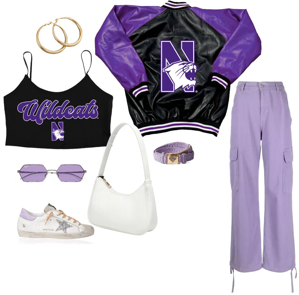 Northwestern Wildcats Black Spaghetti Tank | lojobands