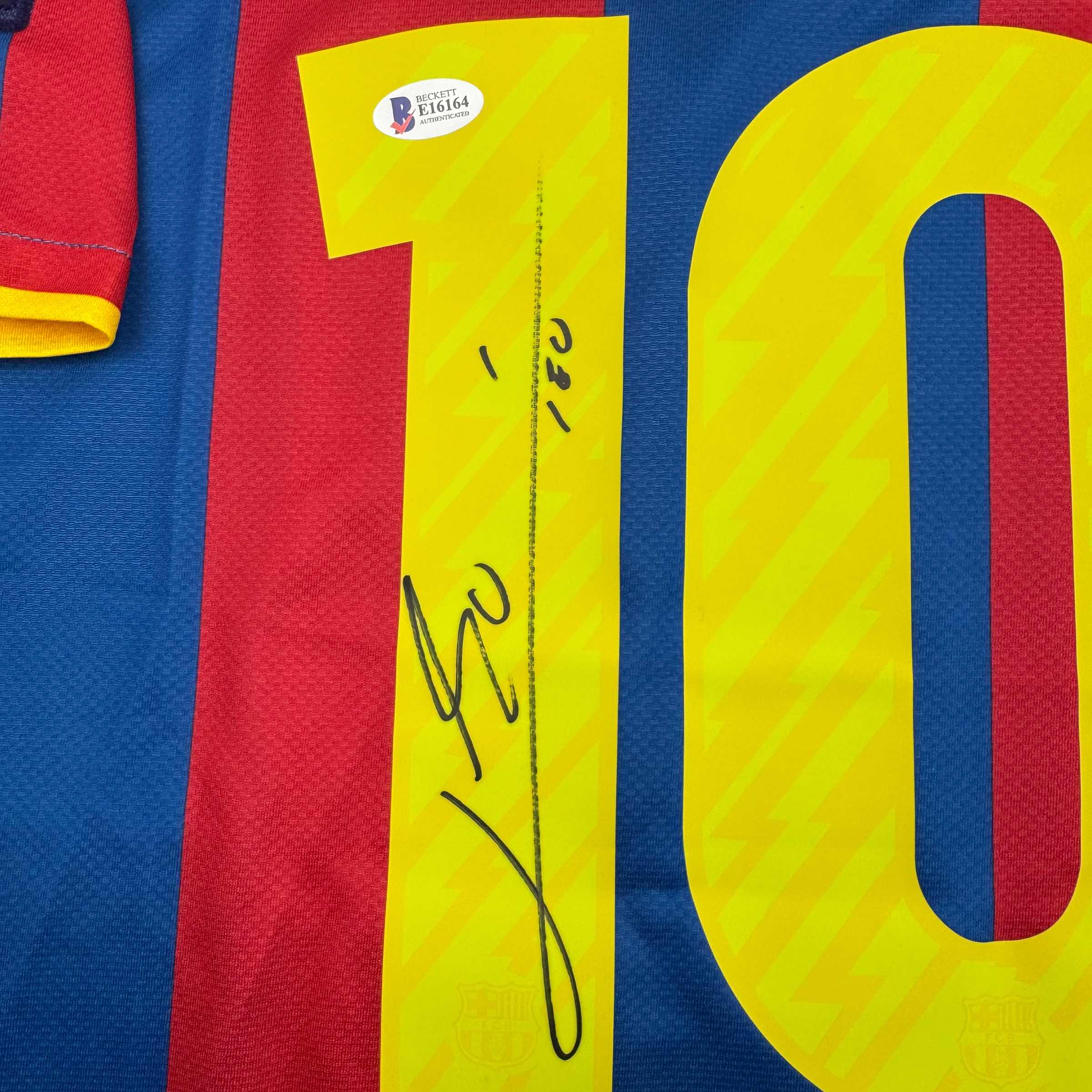 Autographed/Signed Lionel Leo Messi FC Barcelona Soccer Jersey Beckett BAS COA #3 3
