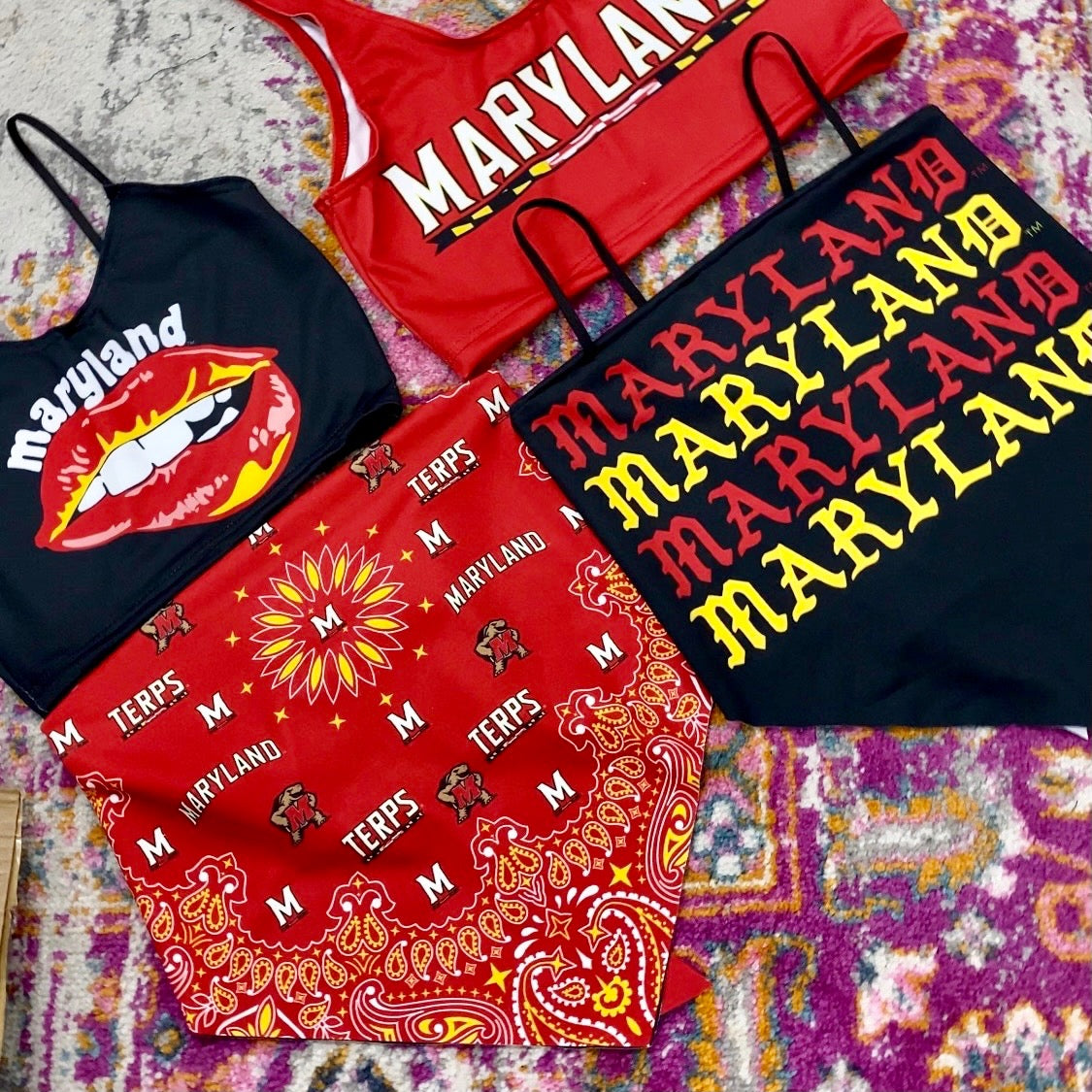 Maryland Terps Lips Black Spaghetti Tank | lojobands 12