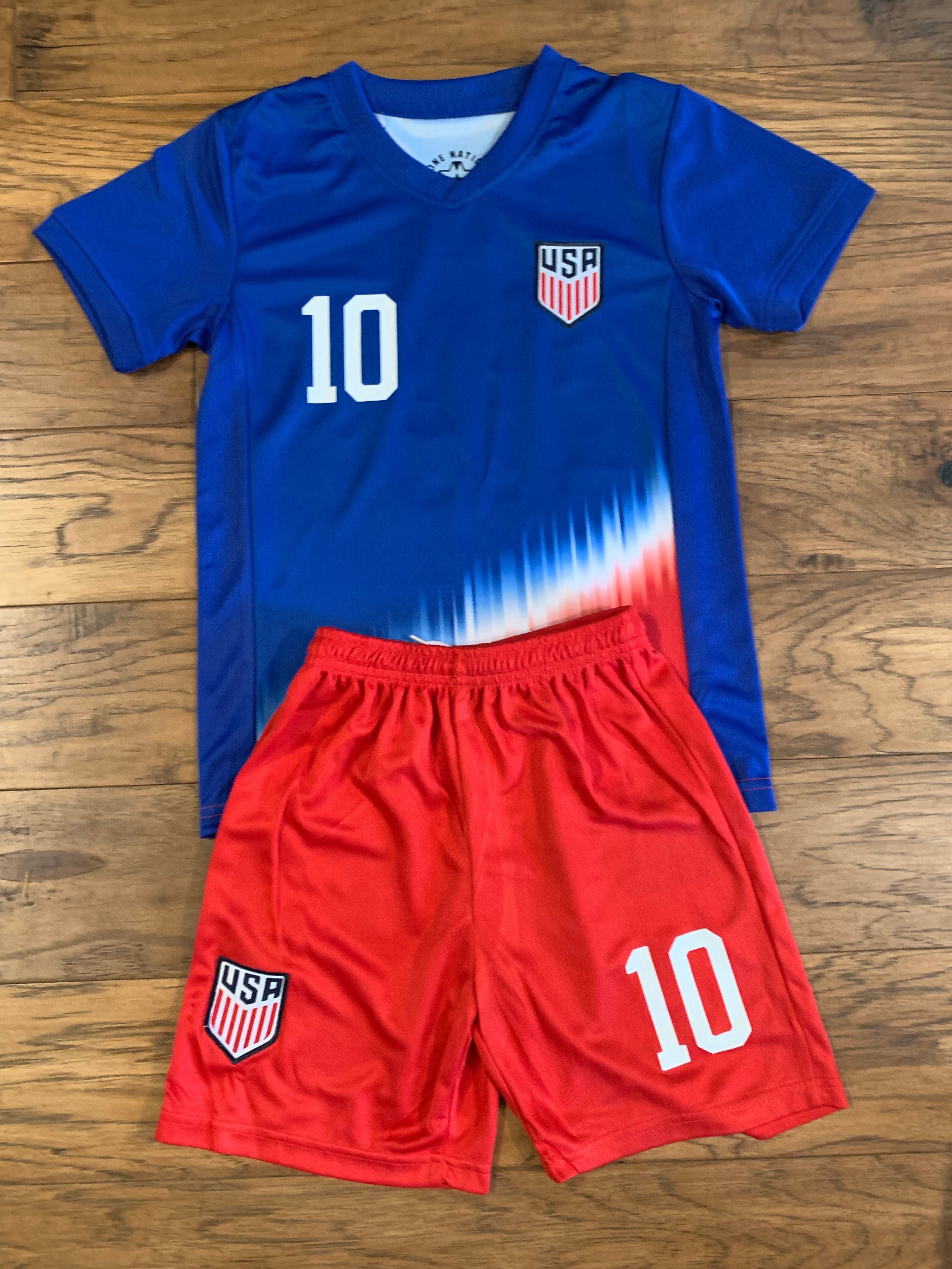 Christian Pulisic USA 2024 Kids Youth Soccer Jersey Kit 2 Piece Set 6