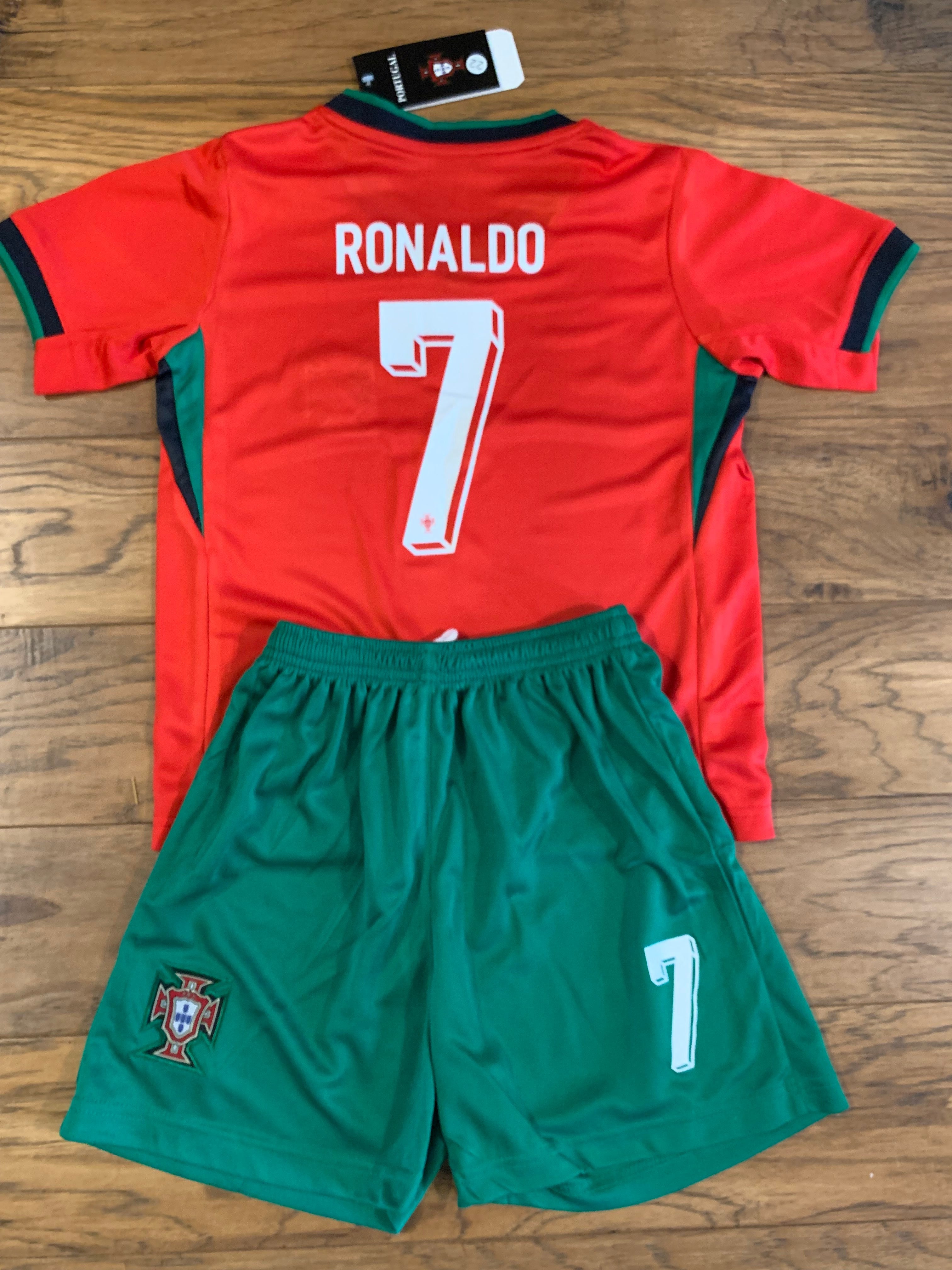 Ronaldo Portugal Home Kids Youth Soccer Jersey Kit 2 Piece Set 2