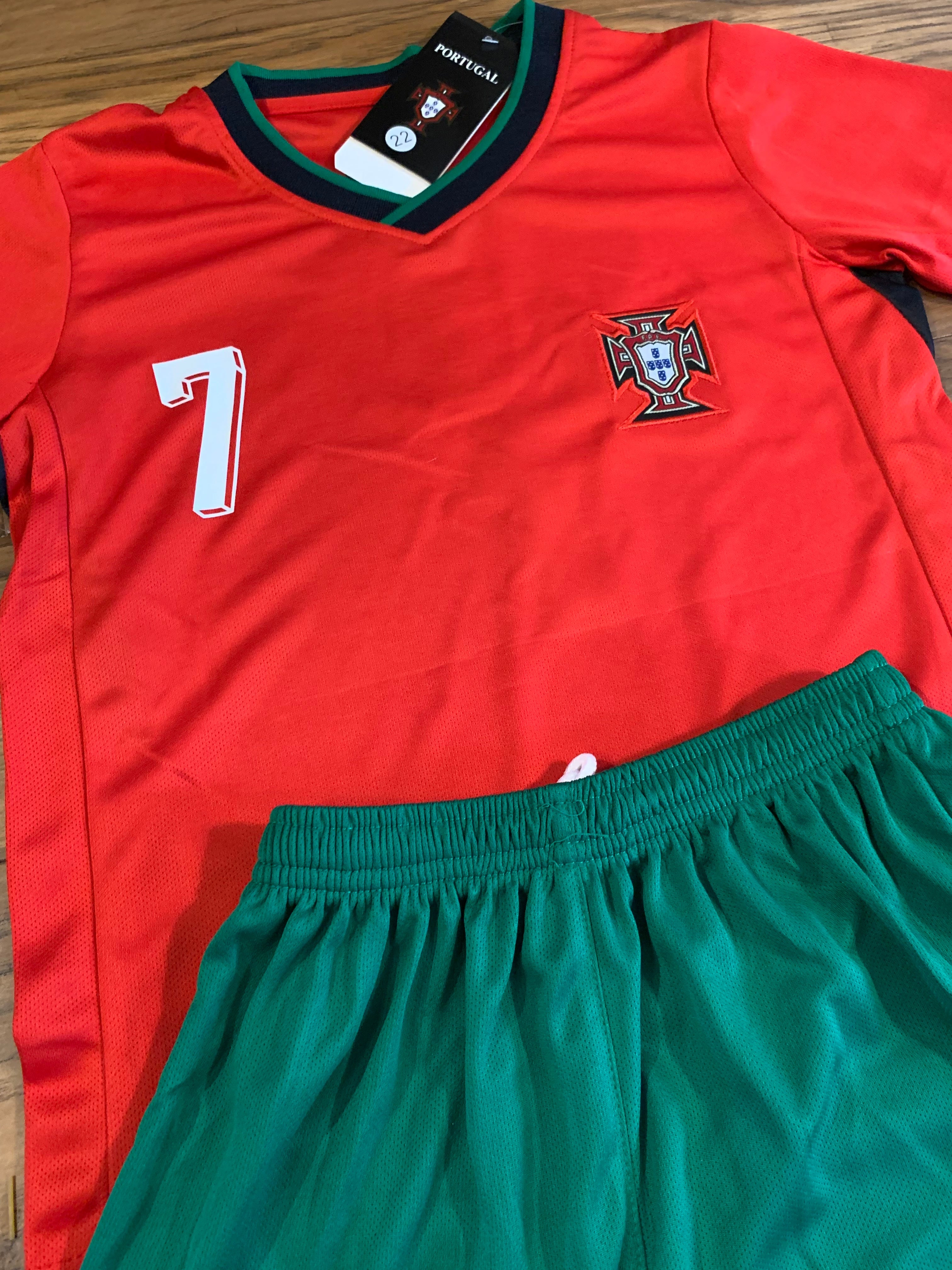 Ronaldo Portugal Home Kids Youth Soccer Jersey Kit 2 Piece Set 5